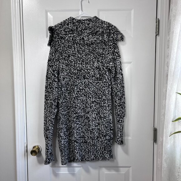 Kennith Cole Reaction Long Blacka and White Snap Front Sweater Jacket Size Large - Picture 3 of 12